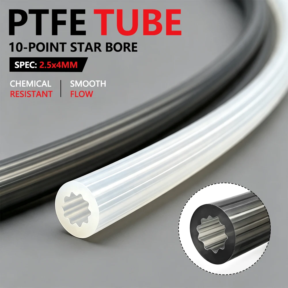 Bowden Tube - 고온용 PTFE 튜브, 4x2.5mm, 별 모양,