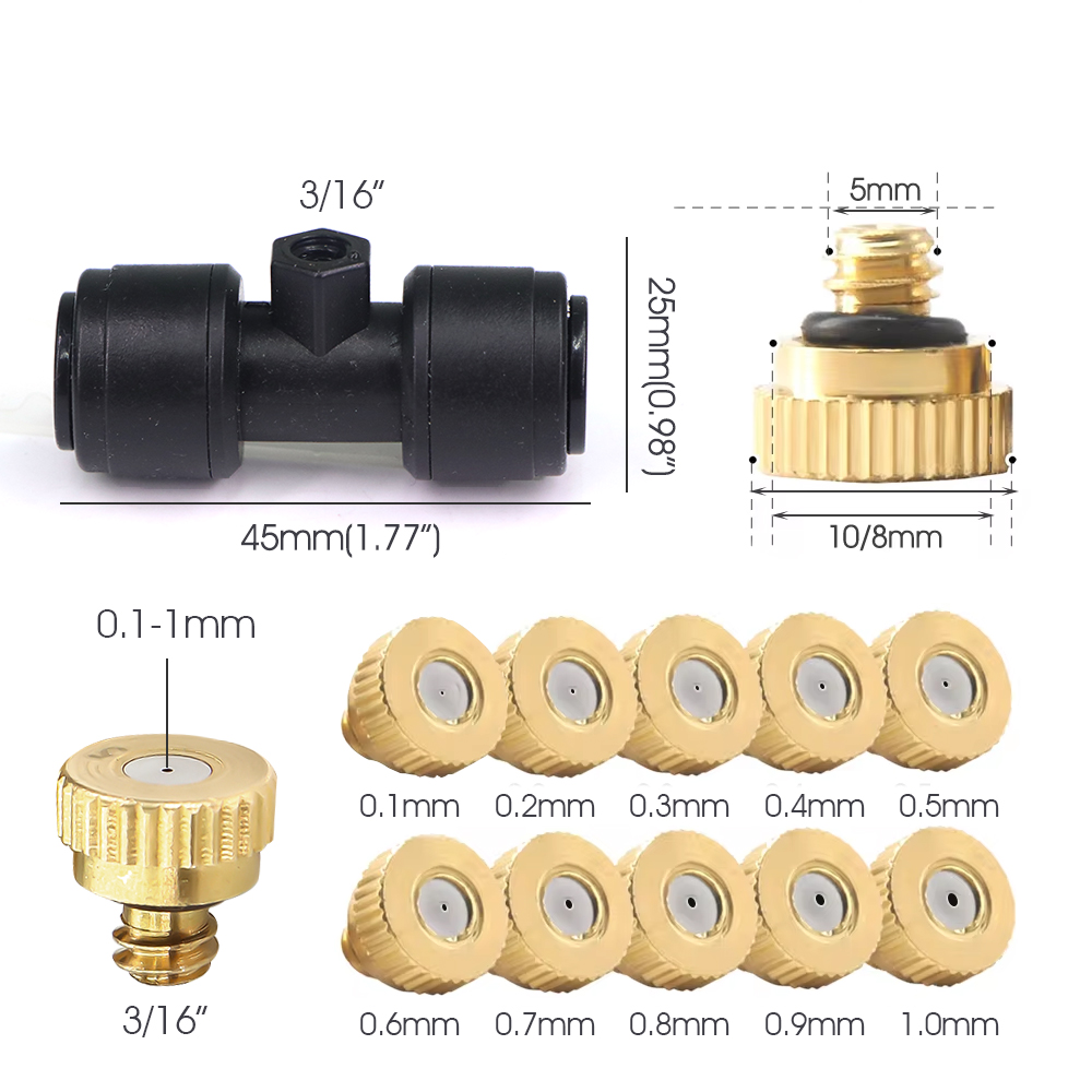 0.1-1mm 황동 스프레이 노즐 티형 퀵 커넥터 포함 - Nozzle Brass 리뷰 및 가격